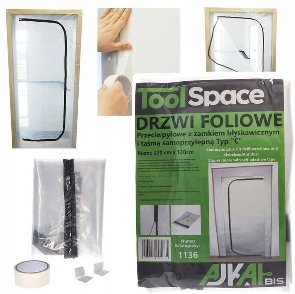 Drzwi przeciwpyłowe remontowe z zamkiem 220x120cm TYP C