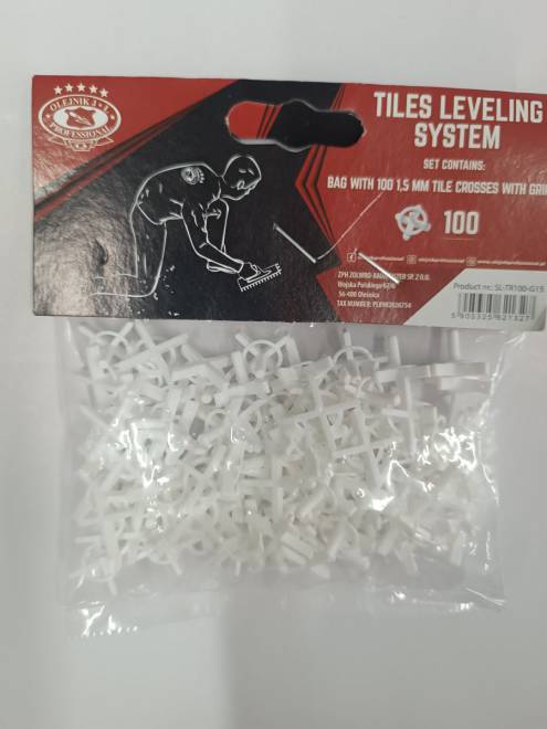 Krzyżyki dystansowe SL-TR100-G15 z uchwytem 1,5mm opak 100 szt