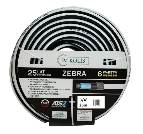 Wąż ogrodowy zebra 3/4”' 19mm 6-warstwowy 25mb