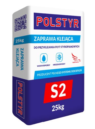 POLSTYR klej S2 do przyklejania styropianu białego 25kg