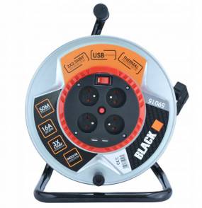 Przedłużacz bębnowy IP44 16A metalowy 4 gniazda 3x2,5mm 50mb