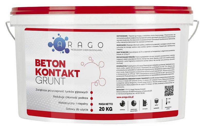 Grunt czerwony betokontakt pod tynki Arago wiadro 20kg