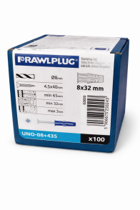 Kołek uniwersalny 8x32 Rawplug UNO z wkrętem 4,5x40 (opak 100szt) 1 sztuka