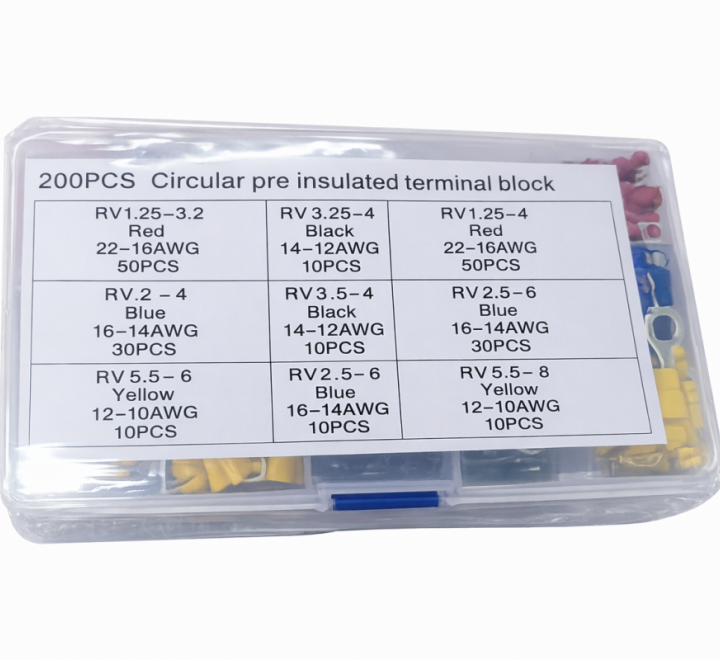 Zestaw konektorów izolowanych oczkowych 200szt