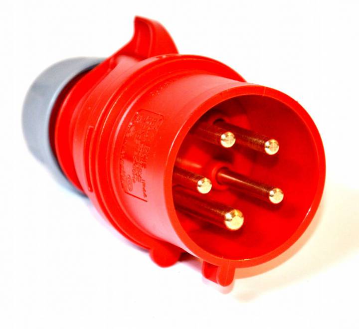 Wtyczka siłowa gumowa 5 bolców na kabel 32A IP44