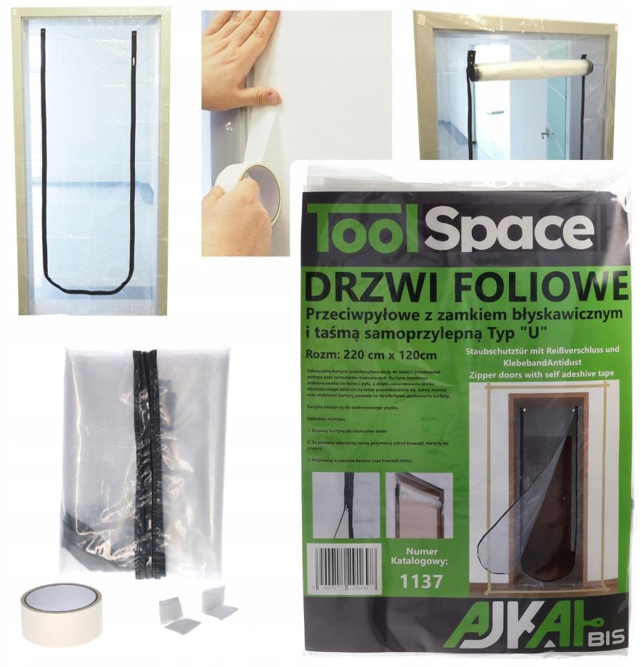 Drzwi przeciwpyłowe remontowe z zamkiem 220x120cm TYP U