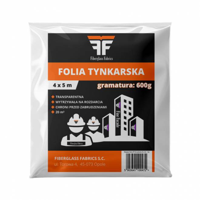Folia tynkarska bezbarwna 4x5m gramatura 600g